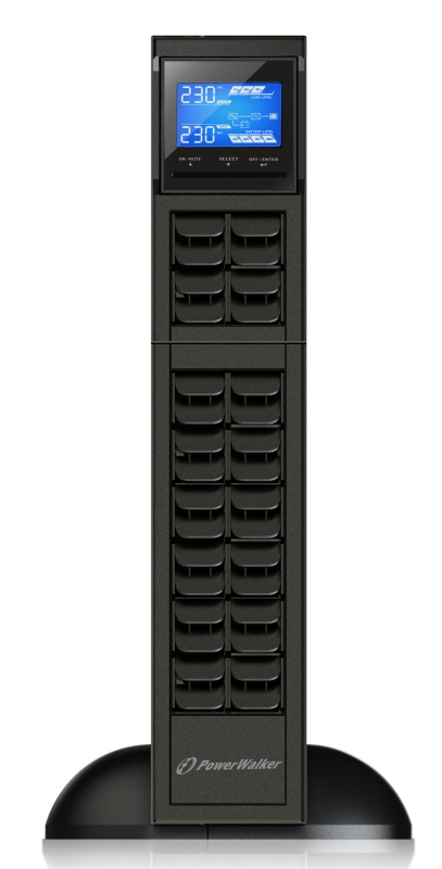Gruppo di continuità UPS On-Line PowerWalker VFI1000CRS LCD 1000VA 800W (onda sinusoidale pura) con batterie esterne (NON incluse)