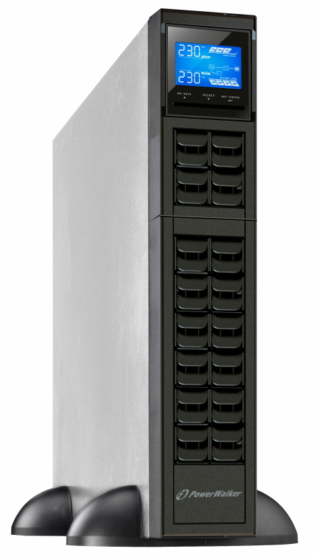 Gruppo di continuità UPS On-Line PowerWalker VFI1000CRS LCD 1000VA 800W (onda sinusoidale pura) con batterie esterne (NON incluse)